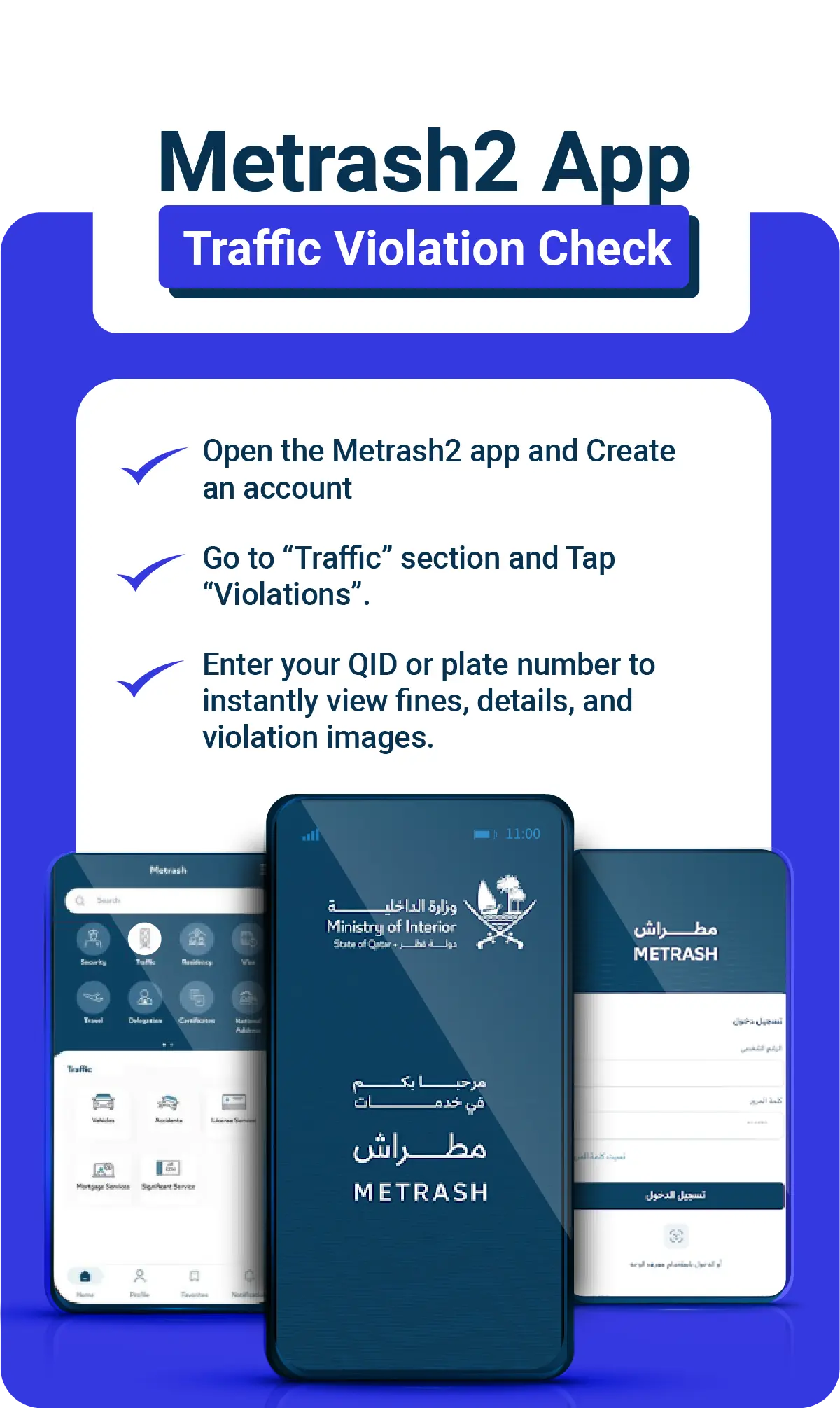 Moi Traffic Violation check through Metrash2 app